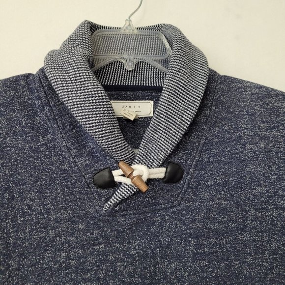 21 Men Sweatshirt Mens L Blue Long‎ Sleeve Shawl Collar Toggle Fleece Outdoor - Picture 3 of 10